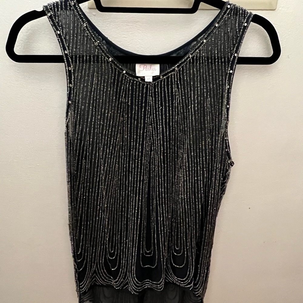 Like New Navy Parker beaded tank XS